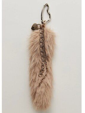 Free People NWT Fluffy Tail Bag Charm Oatmeal Brown Faux Fur